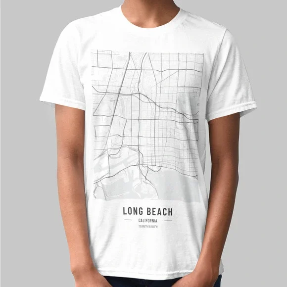 Long Beach California Map Line Art Tee - Picture 2 of 3